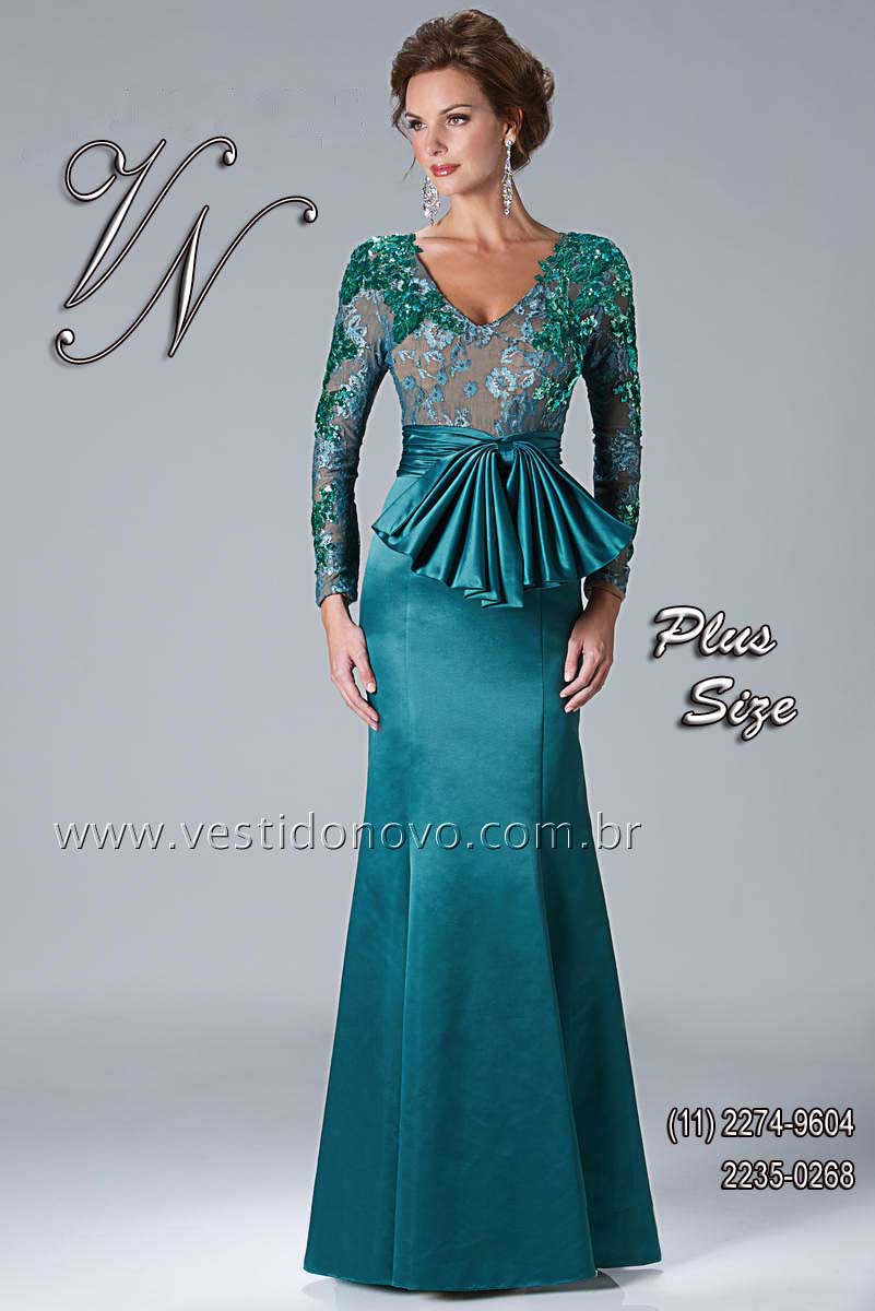 vestido verde plus size, tamanho grande, manga comprida, me do noivo em So Paulo - aclimao, vila mariana, ipiranga, mooca, abc