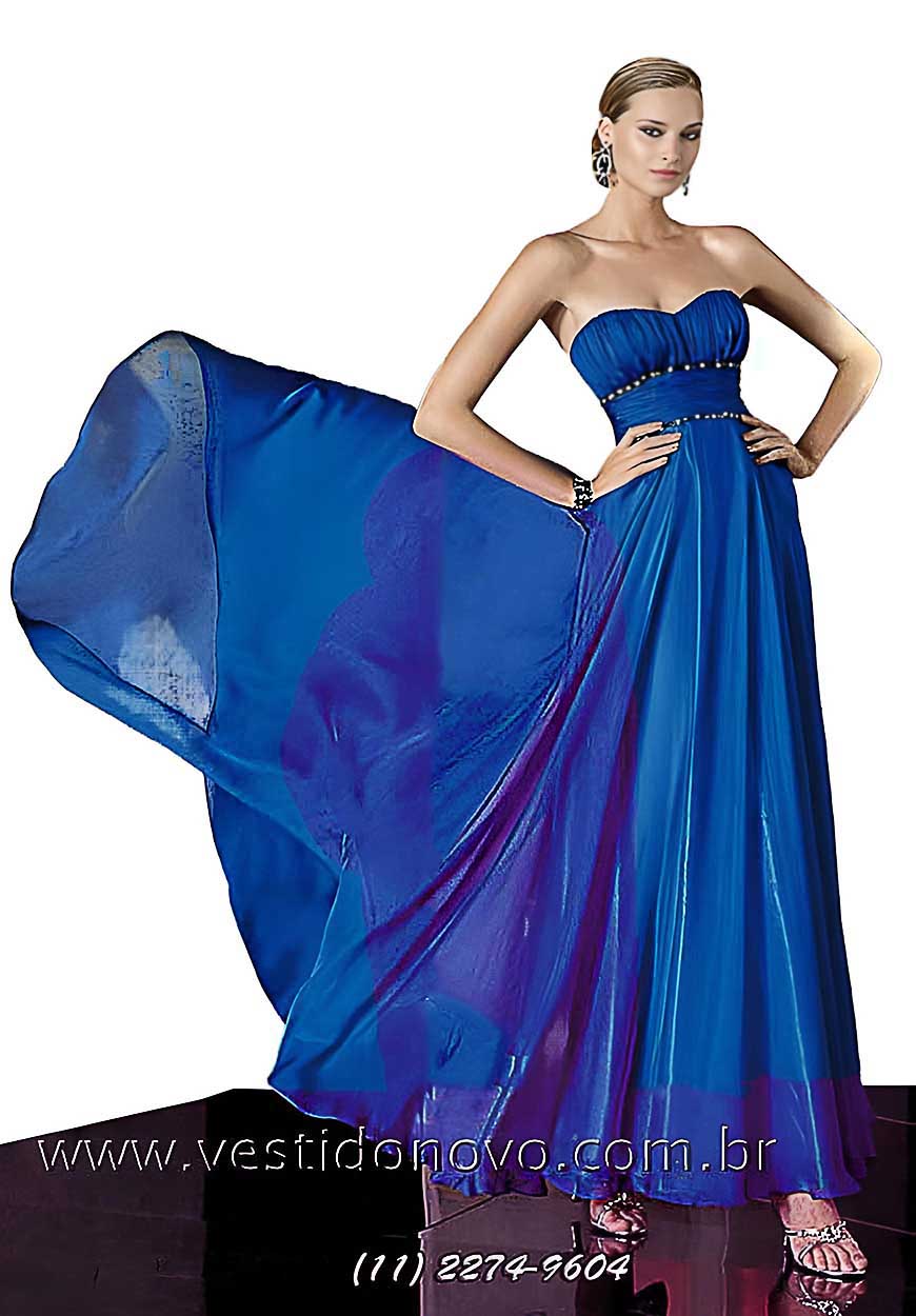 Vestido de festa, azul royal, importado, me da noiva, me de noivo