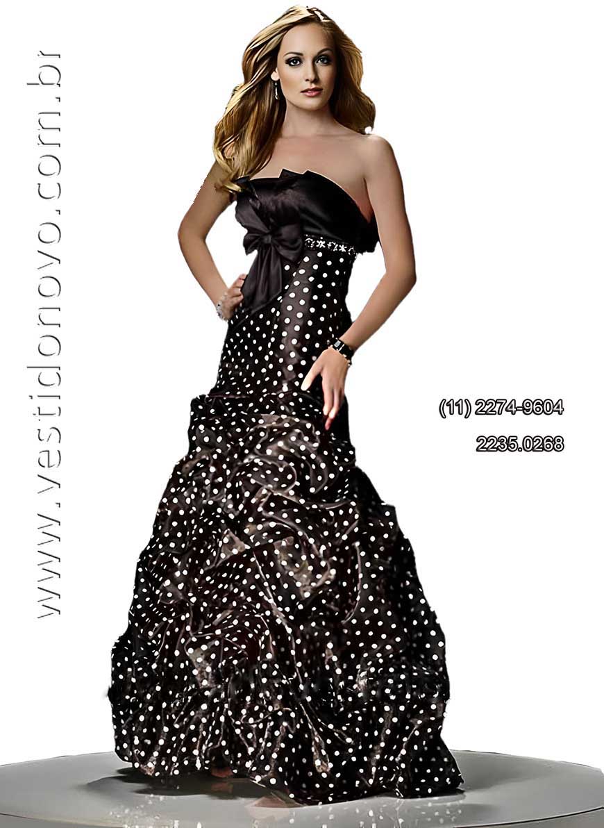 Vestido de festa preto com bolinha prata, importado, formatura, So Paulo
