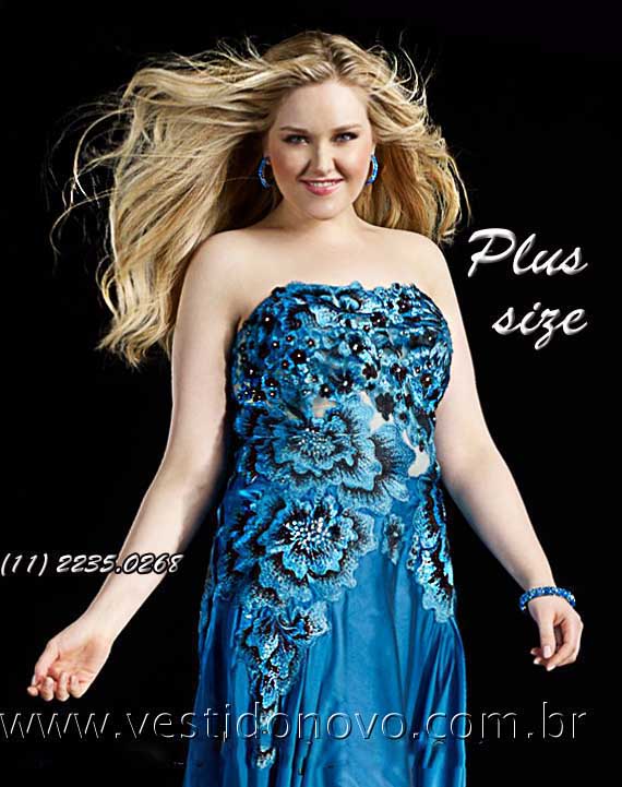 vestido azul plus size com estampa floral importado loja em sao Paulo