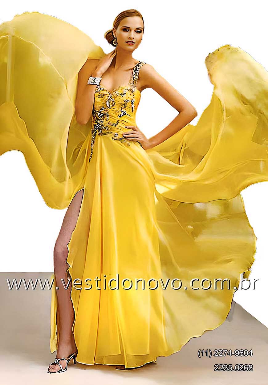 Vestido de festa amarel, importado em seda pura, maravilhoso, me da noiva, formatura