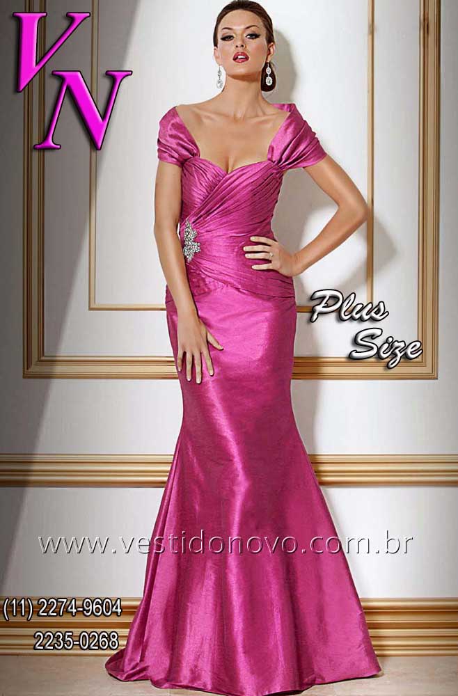 Vestido mae do noivo, me da noiva, com manga, na cor pink fuchsia em seda pura, So Paulo, sp
