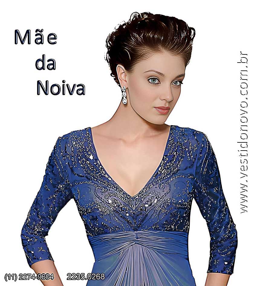 Vestido me da noiva, plus size, manga comprida em renda bordada, azul 