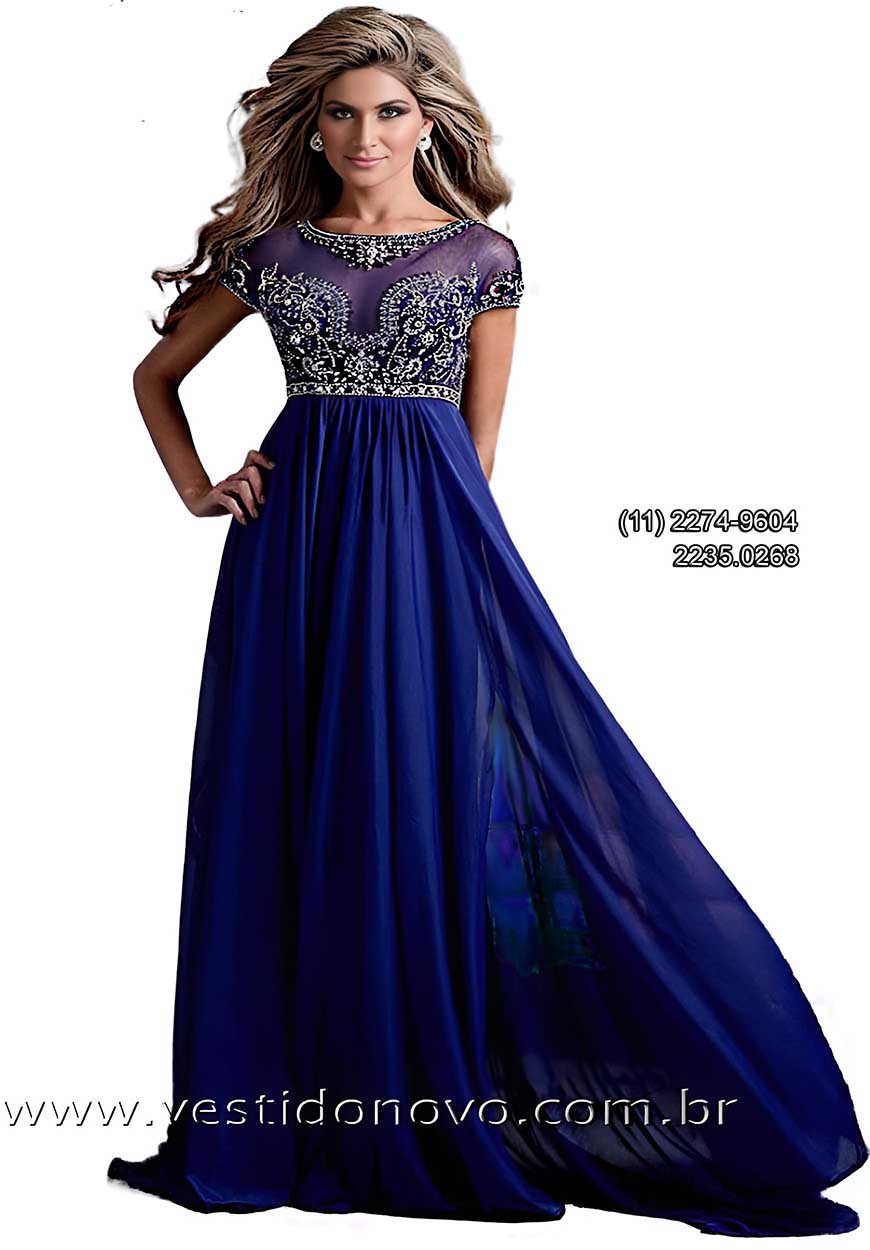 Vestido de festa, Plus size, azul royal com transparencia e pedraria no busto, mae do noivo , me da noiva