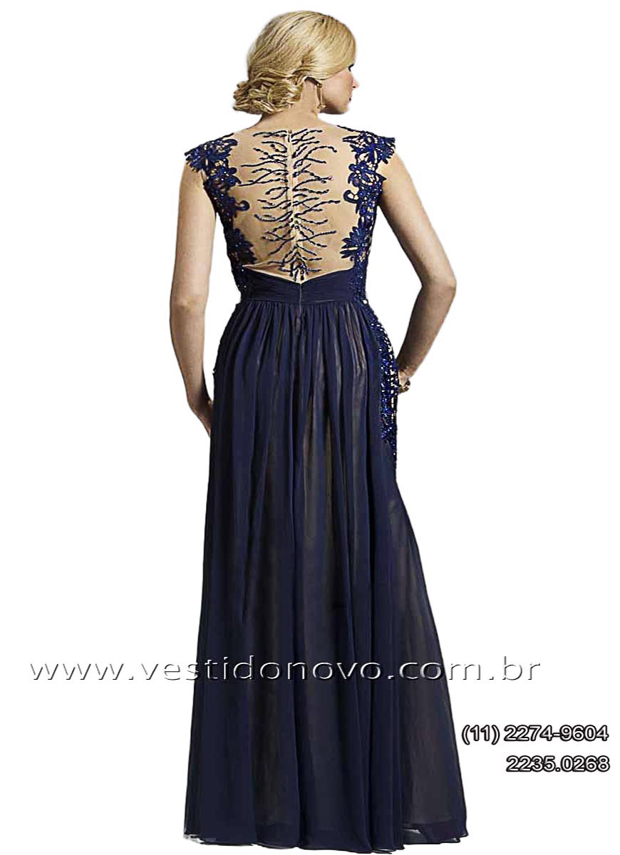 Vestidos de festa Plus size, AZUL MARINHO, com renda e falsa transparncia, Me do noivo, me da noiva
