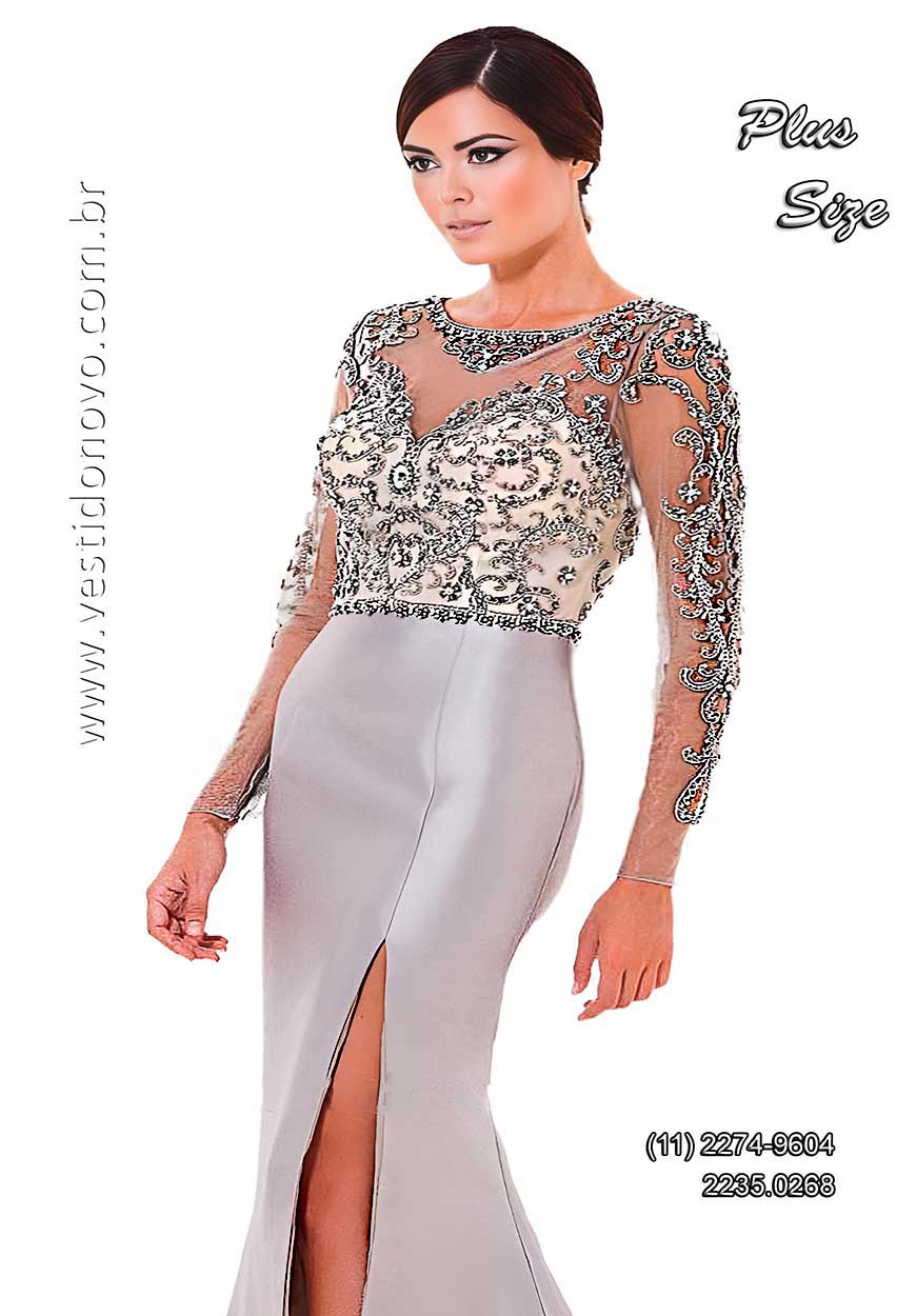 Vestido bodas de prata, Plus size, me do noivo, manga longa