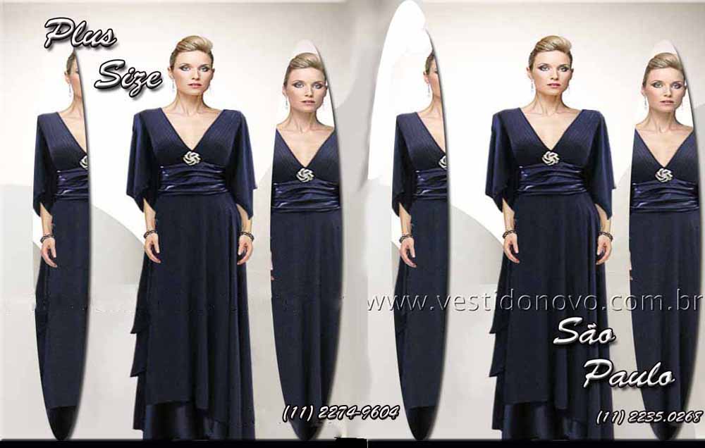 Vestido de festa azul marinho, plus size com manga, me da noiva, zona sul de So Paulo